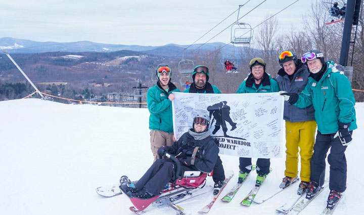 Wounded warriors Kevin McMahon and Josh Sommers at a winter Adaptive Sports event